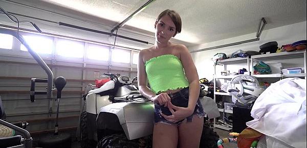  Natural Teen Gets Fucked in Garage by Big Dick Step-Bro